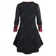 thumbnail image 3 of Tallas grandes Impresión de cráneo floral Crisscross Halloween camiseta Rosegal  Mangas largas de talla grande, 3 of 5