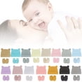 thumbnail image 2 of CANKER Newborn Baby Cotton Beanies Hospital Hat and Mittens Set Solid Warm Cap Gloves, 2 of 19
