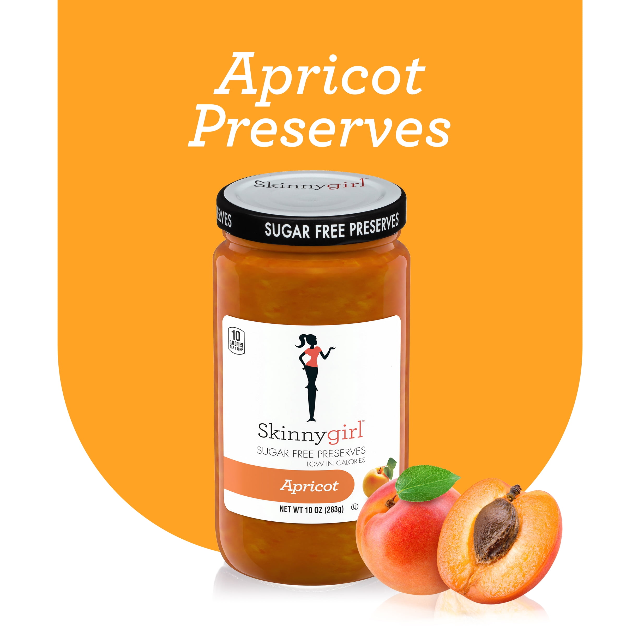 (2 pack) Skinnygirl Sugar-Free Apricot Preserves, 10 oz Jar