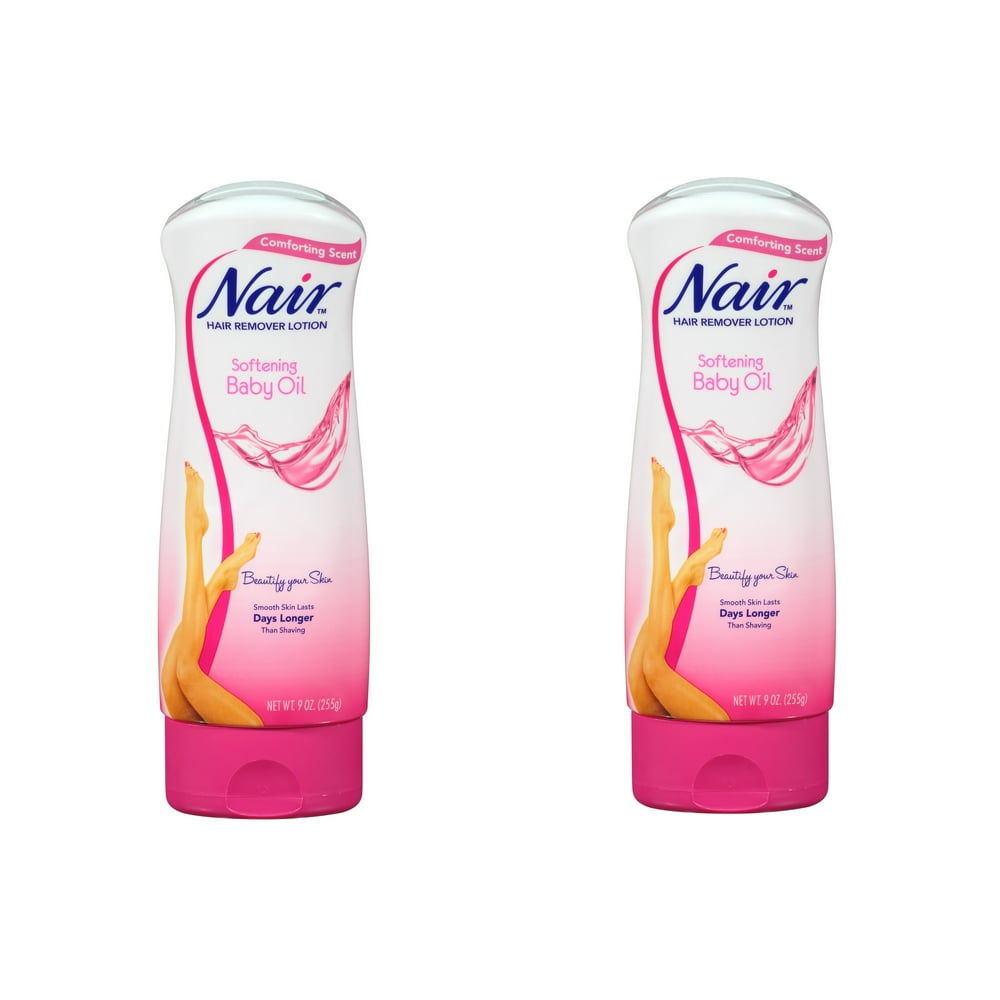 2 Pack Nair Hair Remover Lotion For Body Legs, Baby Oil 9 oz Each
