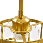 2 Pack Gold Crystal Shade Hanging Kitchen Island Modern Pendant Light, Adjustable Hanging Lamp Fixture for Dining Room, Bar, E26 Socket Dimmable