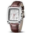 thumbnail image 1 of White Rectangular Men's Leather Watch - Quartz Movement, Luminous Hands, Calendar & Chronograph Functions, Hardlex Crystal, Alloy Case, Waterproof for Business & Sports, Ideal Gift for, 1 of 6