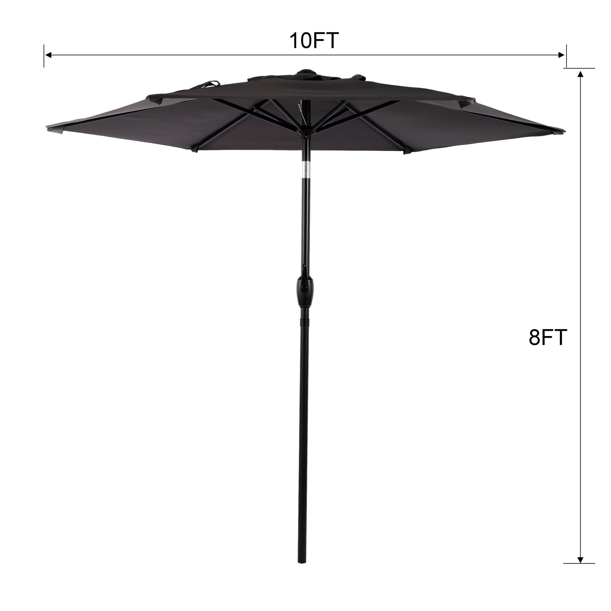 Leumius 10FT Patio Umbrella,Outdoor Market Yard Umbrella, Sun Shade Umbrella with Push Button Tilt and Crank Mechanism for Garden, Deck, Pool and Backyard, Not Include Umbrella Base,Gray