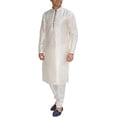 thumbnail image 1 of Royal Kurta Men's Jacquard Silk Floral Kurta Pyjama (Beige; 42), 1 of 1