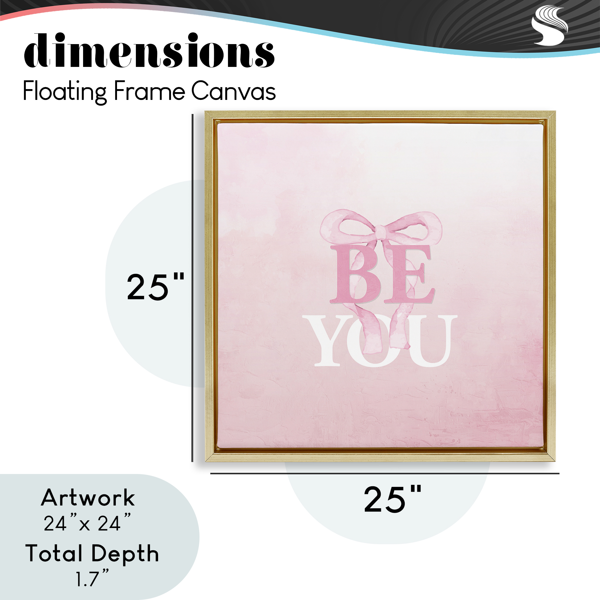 Feminine Be You Pastel Gold Framed Floater Canvas Wall Art, design by Kim Allen