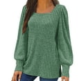 thumbnail image 2 of Square Neck Long Sleeve Shirts for Women Plus Size Knit Sweaters Split Tunic Tops Pullover Jumpers, 2 of 5