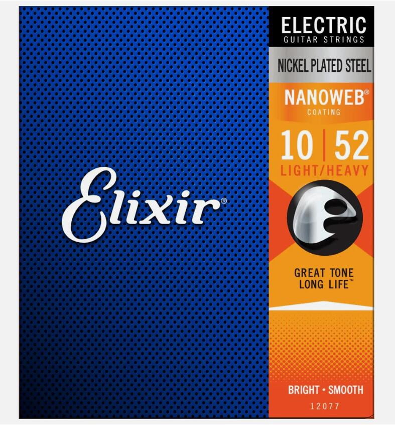 6 Sets! Elixir NANOWEB Nickel Electric — 12077 Light/Heavy .010-.052