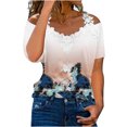 thumbnail image 1 of Tops Para Mujer Elegante Casual Fuera Del Hombro Tops Moda Causal Impresión Blusa Encaje Camiseta de Manga Corta Odeerbi  ODB161340, 1 of 8