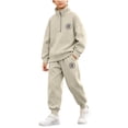 thumbnail image 2 of Xdegoge Tween Boys Clothes 2 Piece Outfits Long Sleeve Half Zip Pullover Sweatshirt and Athletic Jogger Sweatpants Set with Pockets Fall Winter Casual Sports Sets, 2 of 9
