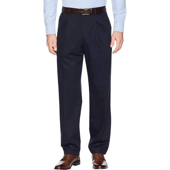 Dockers Men's Big & Tall Classic Fit Signature Khaki Lux Cotton Stretch Pants - Pleated Dockers Navy Size 48x38