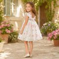 thumbnail image 4 of Lullu Girls Floral Embroidery Tulle Dress Flutter Sleeve Party Princess Dress, Sizes 1-6, 4 of 5