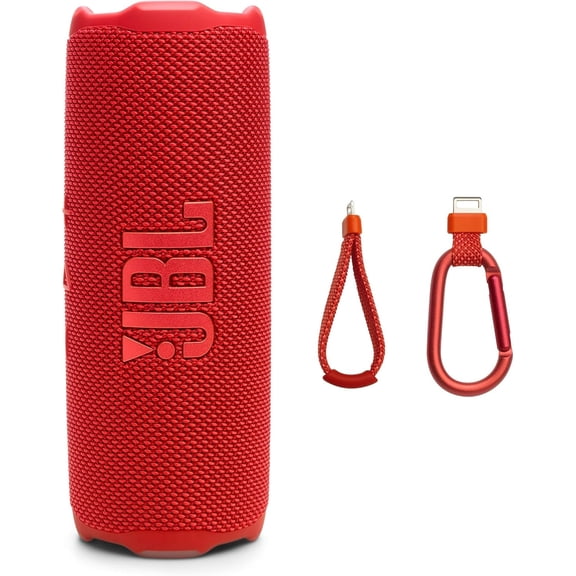 Restored JBL Flip 7 Portable waterproof and drop-proof speaker, Bold JBL Pro Sound with AI Sound Boost, 16Hrs of Playtime, and PushLock system with interchangeable accessories Red Refurbished