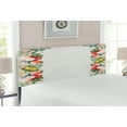 thumbnail image 2 of Victorian Headboard, Rose Garland Pastel Tones Jasmine Cornflower Bouquet Classic Bloom Graphic, Upholstered Decorative Metal Bed Headboard with Memory Foam, Full Size, Red Yellow Green, by Ambesonne, 2 of 4