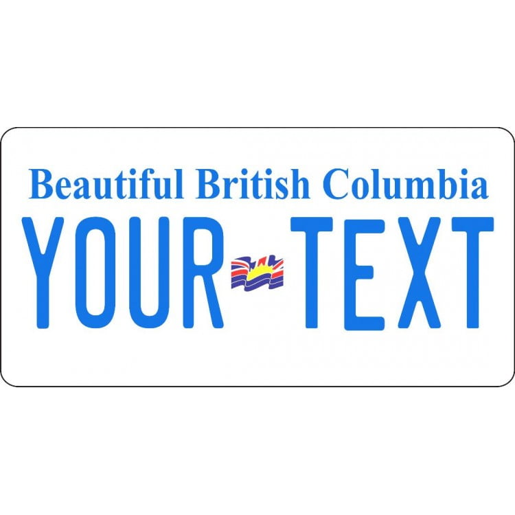 British Columbia Your Text Photo License Plate