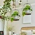 thumbnail image 3 of Hanging Planter for Indoor Plants, Hanging Planters for Indoor Plants Large Metal Plant Hanger Stand with Wood Base, Wall Planter Holder for Window Wall Ceiling Home Decor Accessories, 3 of 7