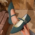 thumbnail image 2 of GERsome Pointy Toe Ballet Flats for Women Buckle Strap Slip On Comfort Dress Shoes for Casual Work, Army Green Size 7.5, 2 of 9