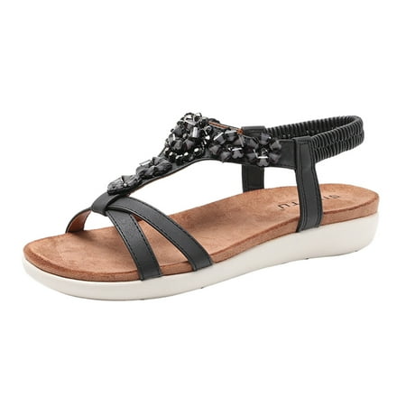 

Women Sandals Fashion New Pattern Style Rhinestone Decoration Casual Bohemian Style Beach Slippers Comfortable Flat Sandals Slippers Women Sandal Sandals Women Size 9 New Suede