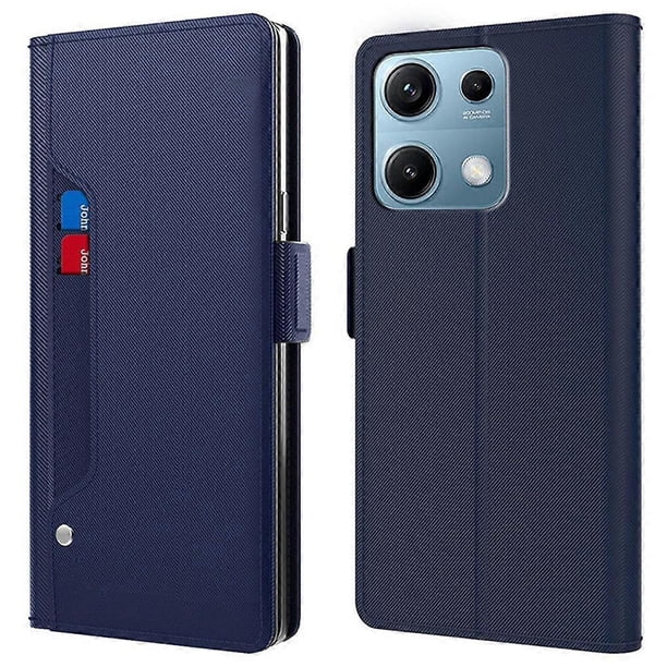 For Xiaomi Redmi Note 14S 4G Case Stand PU Leather Phone Cover Card Holder Mirror - Black