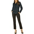 thumbnail image 2 of INSPIRE CHIC Women's Stand Collar Long Sleeve Metallic Stars Shirt XL Dark Blue, 2 of 8