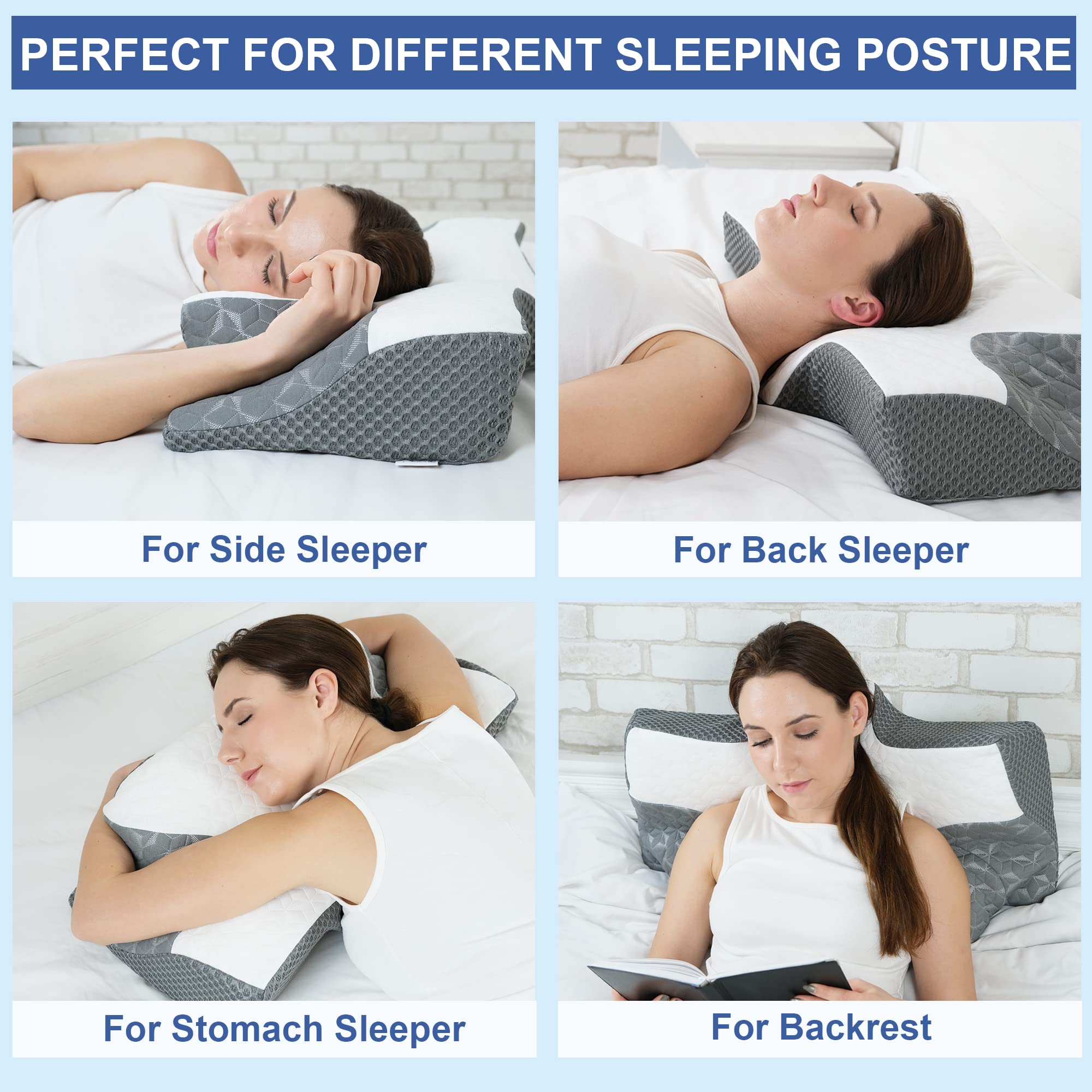 Elviros Lumbar Support Pillow for Sleeping Gray