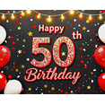 thumbnail image 3 of Happy 50th Birthday Backdrop Banner with Balloons Star Decors Party Supplies Birthday Decoration Photography Props Birthday Party Background, 3 of 7