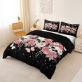 thumbnail image 3 of Homewish Romantic Rose Skull Bedding for Teens, Pink Butterfly Floral Duvet Cover Full, Black Reversible, 3-Piece, 1 Duvet Cover and 2 Pillowcases, 3 of 6