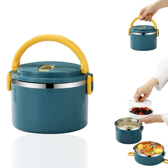 USUERY Insulated Rice Bucket Lunch Box with Lid Stainless Steel Thermal Container for Adult Worker Meal