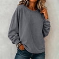 thumbnail image 5 of yillto Womens Long Sleeve Crewneck Sweatshirts Plus Size Loose Casual Solid Color Sweatshirt S-5XL, 5 of 6