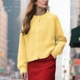 thumbnail image 2 of yardsong Women's Knit Cardigan Sweaters 2025 Fall Button Front Long Sleeve Cardigans Basic Solid Casual Loose Cropped Outwear Yellow,S, 2 of 9