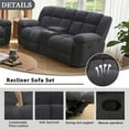 thumbnail image 4 of Aukfa 3-Piece Recliner Sofa Set - 77" Loveseat Recliner w/ Cupholder&Console for Living Room, Gray, 4 of 9