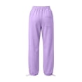 thumbnail image 6 of CFLVAEK Sweatpants for Women Plus Size Elastic Waist Workout Pants Solid Color Wide Leg Basic Sweat Pant with Pockets Purple L, 6 of 7