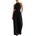 thumbnail image 3 of AJGRHE Women's Elegant Halter Jumpsuit Summer Cut Out Wide Leg Dressy Casual Romper Sleeveless Neck Jumpsuit Loose Wide Leg Elegant Waist Cinching Piece Black XXL, 3 of 8