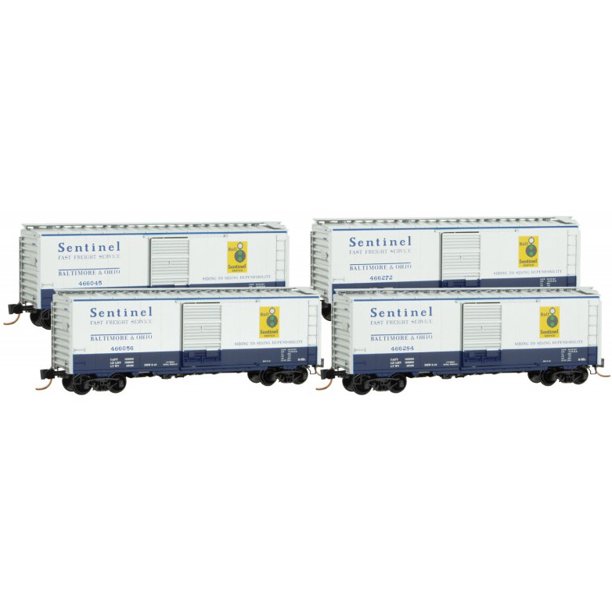 Micro Trains Mtl N Scale 40ft Box Cars Baltimore Ohio B O Sentinel Runner 4 Pk Walmart Com