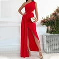 thumbnail image 3 of Bigersell Sleeveless Dress Fashion Women Summer Solid One-Shoulder Sleeveless Hollow Out Long Dress Women's Plus A-Line Dress Style 24468, Female Full-Length Dresses Red M, 3 of 6