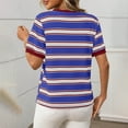 thumbnail image 4 of Ashirexll T Shirts for Women, Womens Summer Tops, Loose Casual Striped Contrasting Color Pullover Round Neck Short Sleeve Top, 4 of 5