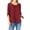 Burgundy, variant on Women's Casual Solid Round Neck Loose Fit Roll Tab 3/4 Sleeve Shirt Blouse Tops