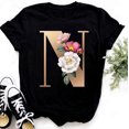 thumbnail image 1 of Nombre personalizado letra combinación moda mujer camiseta flor letra fuente ABCDEFG manga corta Tops negro camiseta ropa Tan Jianjun unisex, 1 of 2