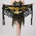 thumbnail image 4 of MOJOGO Women's Belly Dance Yoga Class Skirt Hip Scarf Wrap Skirt Music Festival Clothing with Sparkly Sequins Black Free Size, 4 of 9