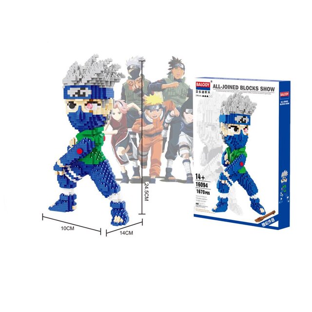 Naruto Series Kakashi Naruto Sasuke Microparticle Building BlocksCreative Puzzle Assembling ToysPuzzle Anime Model Toys Gao Jinjia LED