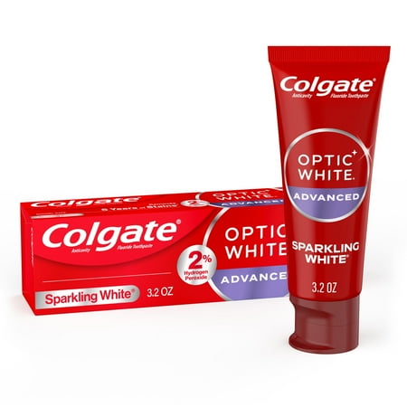 Colgate Optic White Advanced Hydrogen Peroxide Whitening Toothpaste, 3.2 oz Tube