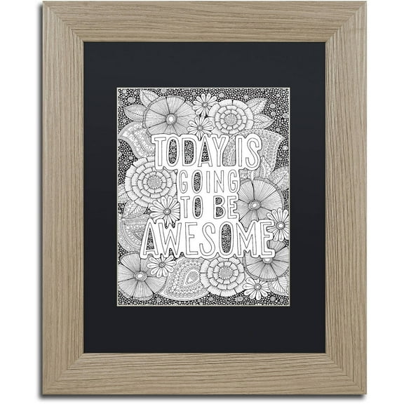 Trademark Fine Art "Today is Going to be Awesome" Canvas Art by Hello Angel, Black Matte, Birch Frame