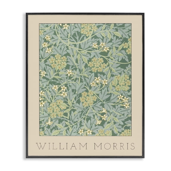 Stupell Industries Eclectic William Morris Green Tones Black Framed Giclee Art, 11 x 14, by Lil' Rue