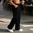 thumbnail image 7 of Lightweight Wide Leg Pants Women Front Seam Elastic Waist Sweatpants Women Casual Lounge Travel Pants with Pockets Solid Color Loose Pants, 7 of 7