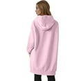 thumbnail image 4 of Resicozy Women's Zip Up Hoodies Oversized Solid Color Long Tunic Sweatshirts Casual Fall Jacket Coat with Pocket Pink M, 4 of 6