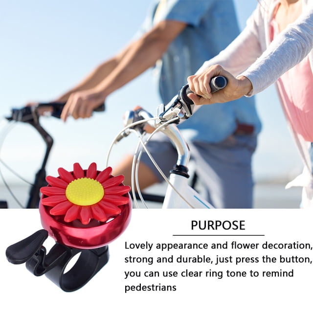 Bike Small Bell Iron Plastic Flower Bicycle Bell Smart Decorative Cycling Ring Alarm, Red Workhe
