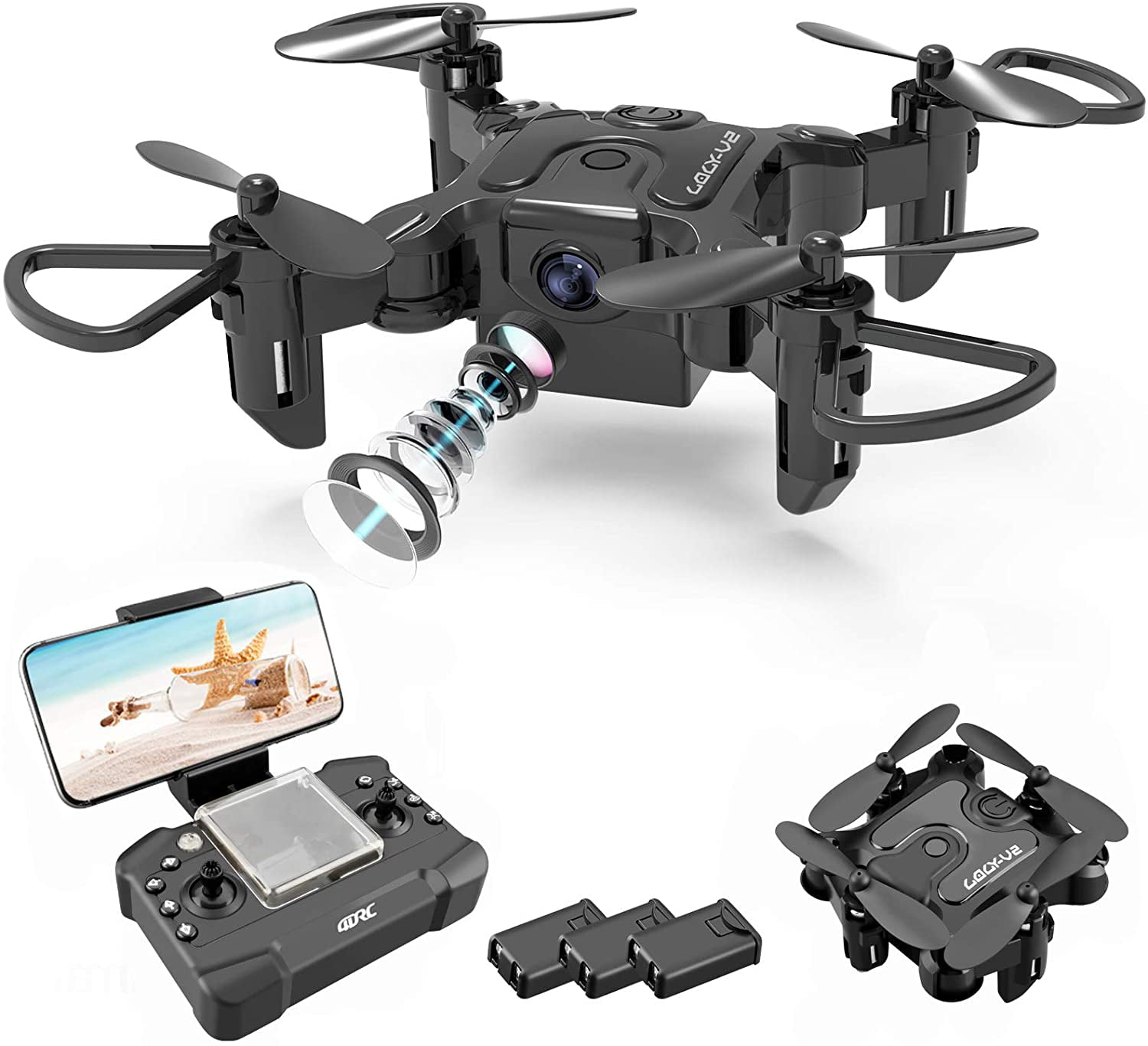 WiFi FPV Drone Foldable RC Quadcopter with 2K HD Camera for Adult 
