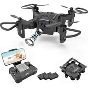 4DRC Mini Drone With 720p Camera for Kids and Adults, FPV Drone Beginners RC Foldable Live Video Quadcopter,3D Flips and Headless Mode,One Key Return,Altitude Hold,3 Modular Battery Black