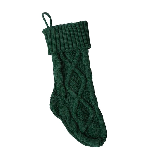 Calcetín colgante de calcetín navideño de punto sólido para y niñas, bolsa para dulces, adornos colgantes para árboles Verde 46cm BLESIY Media de dulces navideños
