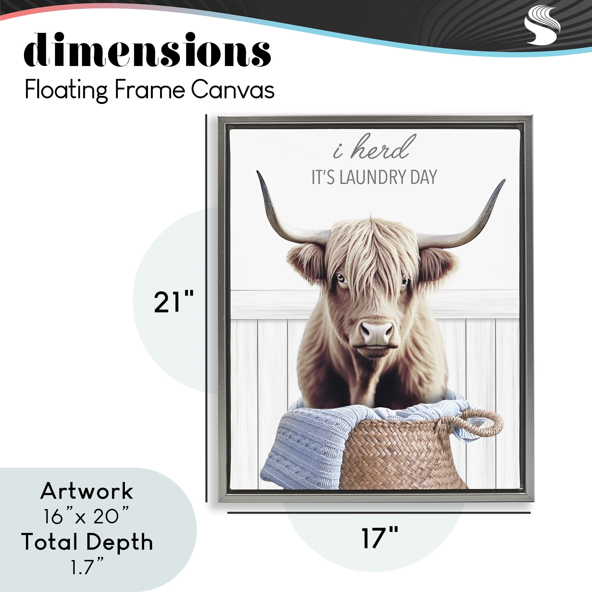 Herd It's Laundry Day Gray Framed Floater Canvas Wall Art, design by Marcus Prime