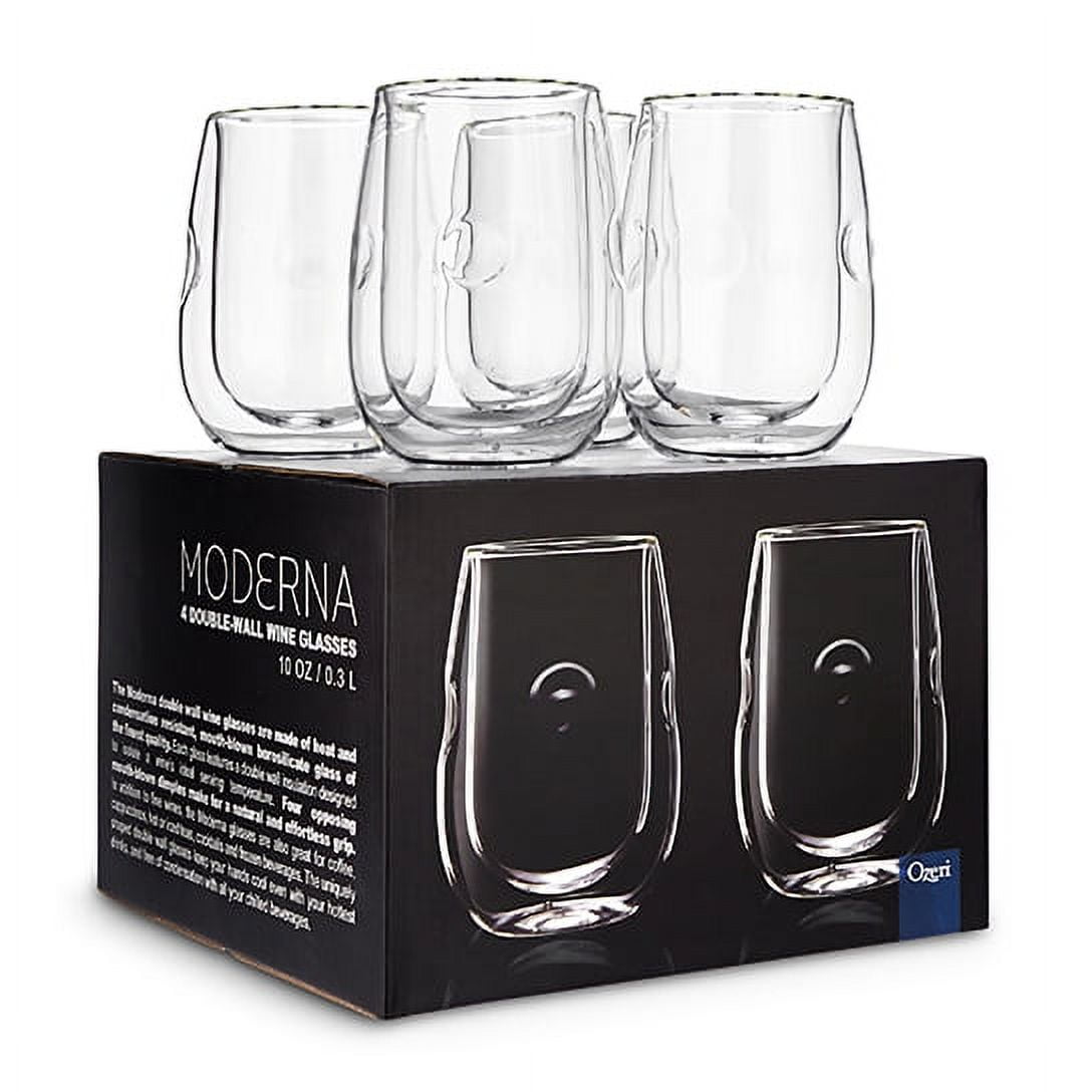 Moderna Artisan Series Double Wall Insulated 10 oz Wine Glasses, Set of 4